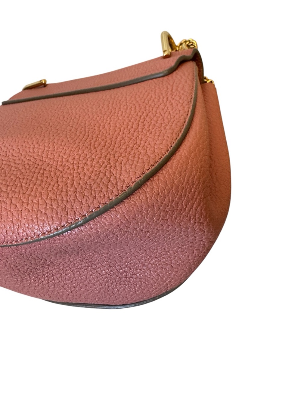 Chloe Drew Medium Apricot Rose Leather Gold Chainlink Strap Crossbody Bag - Picture 9 of 15